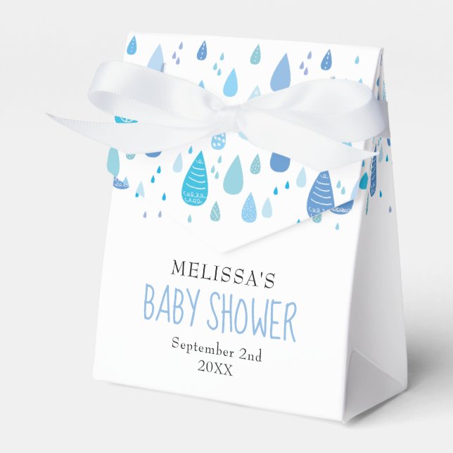 Niedlich Blue Raindrops Baby Dusche Geschenkschachtel (Vorderseite)