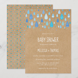 Niedlich Blue Raindrops Paare Kinderdusche / Sprin Einladung