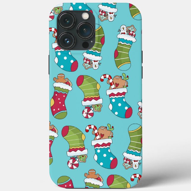 Niedlich Blue Red Green Weihnachts Strumpf Pattern Case-Mate iPhone Hülle (Rückseite)