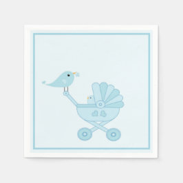 Niedlich Blue Retro Bird Baby Carriage Boy Baby Du Serviette