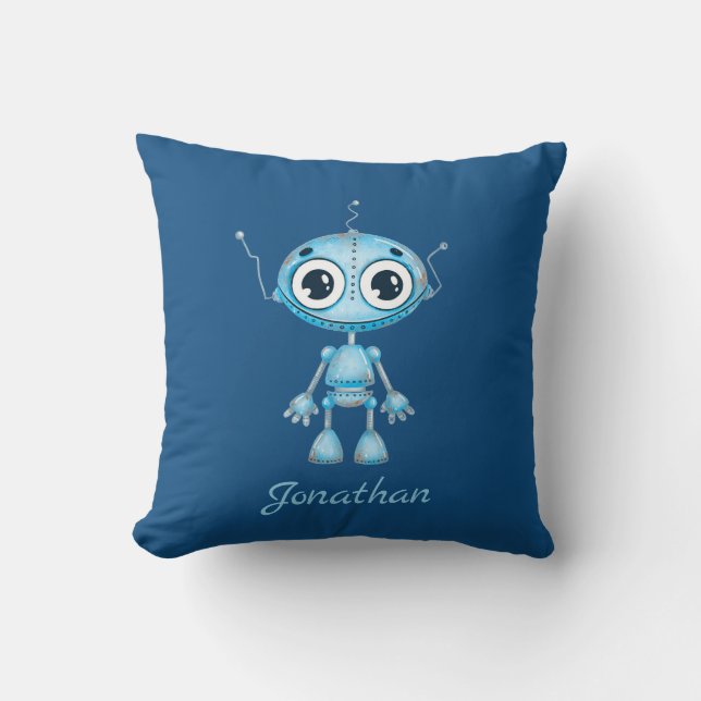 Niedlich Blue Robot Baby Boy Kinderzimmer Kinderzi Kissen (Vorderseite)
