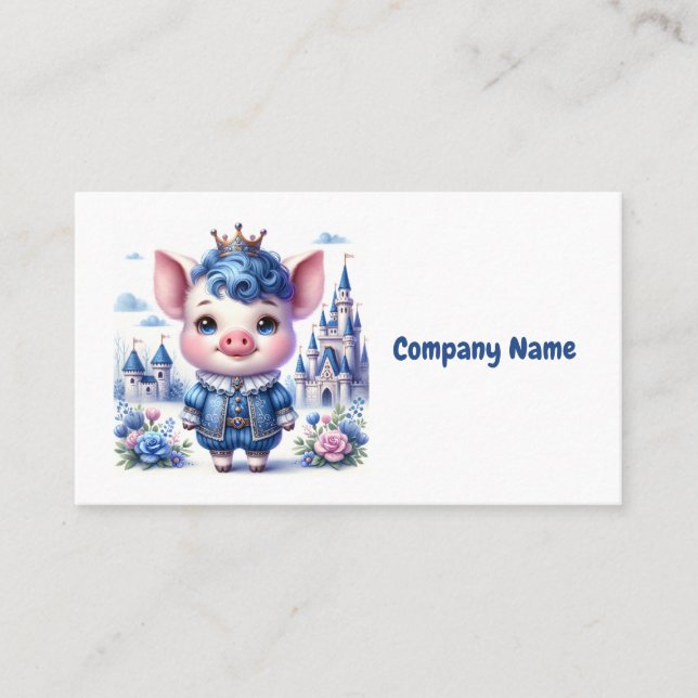 Niedlich Blue Royal Pig Visitenkarte (Vorderseite)