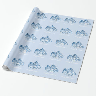 Niedlich Blue Shoes Boys Baby Shower Geschenkpapier