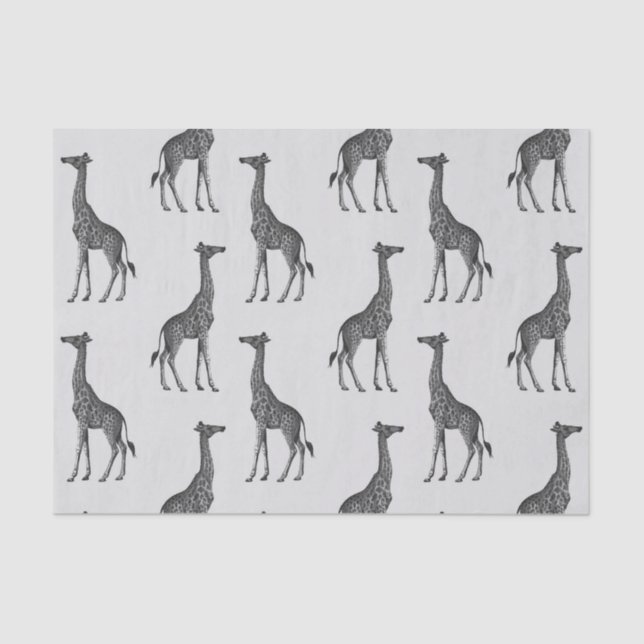 Niedlich Blue Silver Giraffe Print Seidenpapier (Vorderseite)