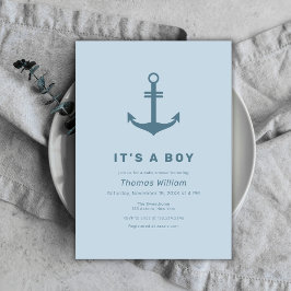 Niedlich Blue Simple Nautical Anchor Baby Dusche Einladung