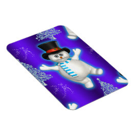 Niedlich Blue Snowman Weihnachten Magnet