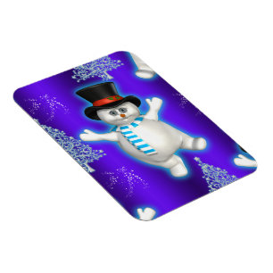 Niedlich Blue Snowman Weihnachten Magnet