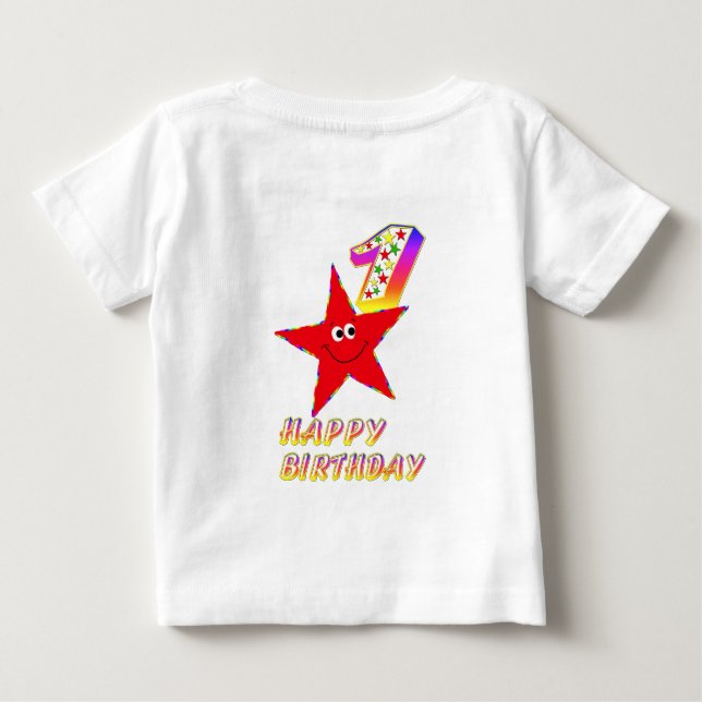 Niedlich Blue Star Birthday Boy Shirt (Rückseite)