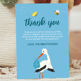 Niedlich Blue Stork Baby Dusche Dankeskarte