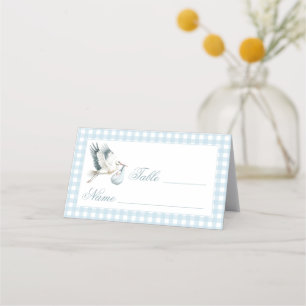 Niedlich Blue Stork Baby Dusche Tischnummern Zelt Platzkarte