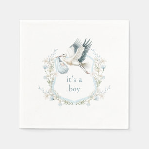 Niedlich Blue Stork Wappen Baby Dusche Es ist ein Serviette