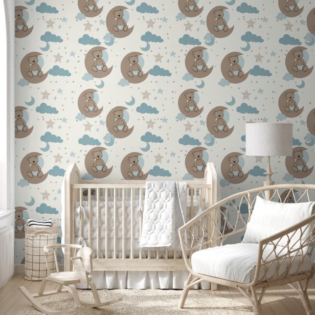Niedlich Blue Teddy Bär Tapete (Kinder)