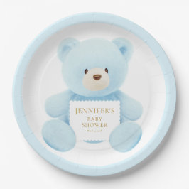 Niedlich Blue Teddy Bear Baby Dusche Pappteller