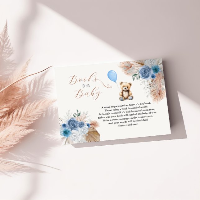 Niedlich Blue Teddy Bear Boho Florals Bücher für B Begleitkarte (Von Creator hochgeladen)