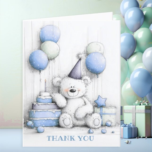 Niedlich Blue Teddy Bear Vielen Dank Dankeskarte (Von Creator hochgeladen)