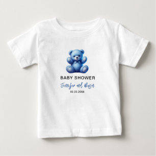 Niedlich Blue Teddy Bear Vintag Baby Boy Dusche T-shirt