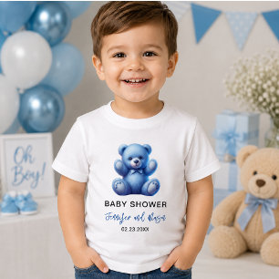 Niedlich Blue Teddy Bear Vintag Baby Boy Dusche T-shirt