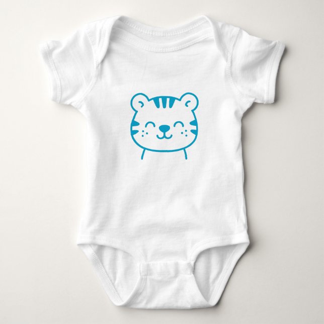 Niedlich Blue Tiger Baby Bodysuit Strampler (Vorderseite)