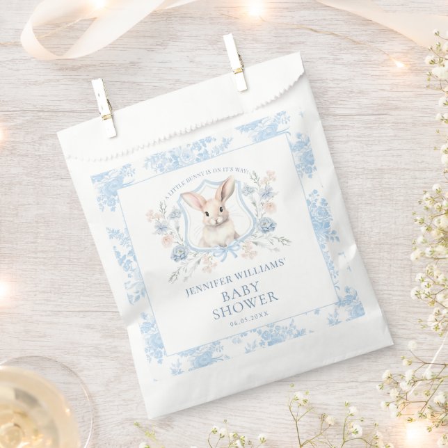 Niedlich Blue Toile Bunny Spring Baby Boy Dusche Geschenktütchen (Ausgeschnitten)