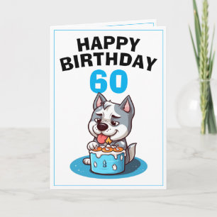 Niedlich Blue und White Husky Husband 60. Geburtst Karte