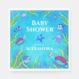 Niedlich Blue Under Sea Boy Baby Shower Serviette