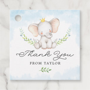 Niedlich Blue Watercolor Baby Elephant Vielen Dank Geschenkanhänger