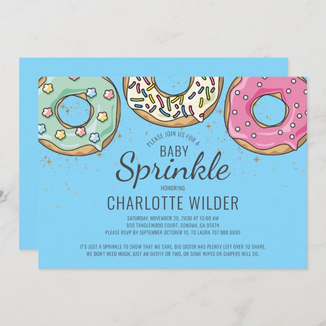 Niedlich Blue Watercolor Baby Sprinkle | Blue Boy Einladung (Vorne/Hinten)