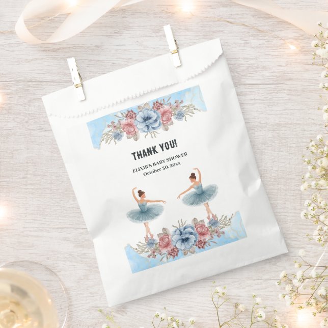 Niedlich Blue Watercolor Blumenblume Ballerina Bab Geschenktütchen (Ausgeschnitten)