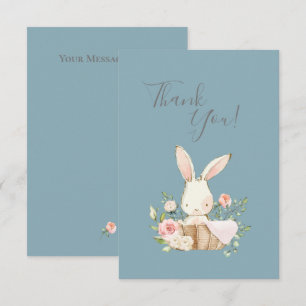 Niedlich Blue Watercolor Bunny Baby Dusche Vielen Dankeskarte