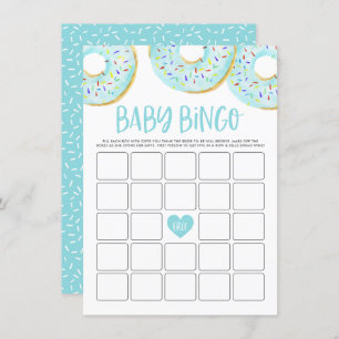 Niedlich Blue Watercolor Donuts Babydusche Bingo Begleitkarte