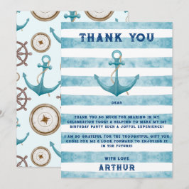 Niedlich Blue Watercolor Nautical Sailor Anchor Dankeskarte