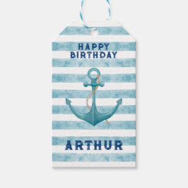 Niedlich Blue Watercolor Nautical Sailor Anchor Geschenkanhänger