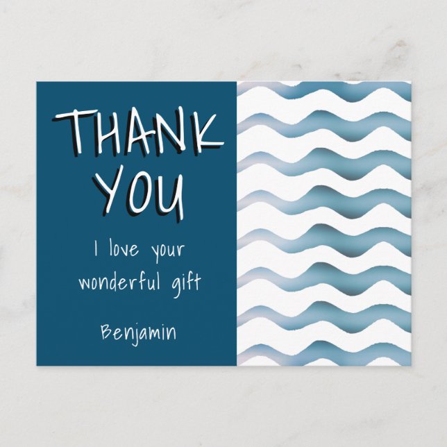 Niedlich Blue Wave Boy Vielen Dank zum Geburtstag Postkarte (Vorderseite)