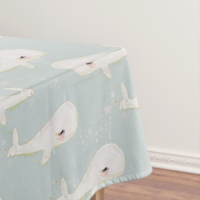Niedlich Blue Whale Birthday Baby Shower Theme Par Tischdecke (Beispiel)