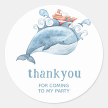 Niedlich Blue Whale Vielen Dank Party Sticker