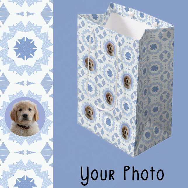 Niedlich Blue White Christmas Hund Lover Pet Mamas Mittlere Geschenktüte (Von Creator hochgeladen)