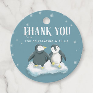 Niedlich Blue Winter Wonderland Pinguins Kinderdus Geschenkanhänger