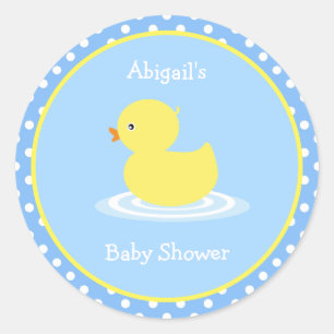 Niedlich-Blue-Yellow-Duck-Babydusche Runder Aufkleber