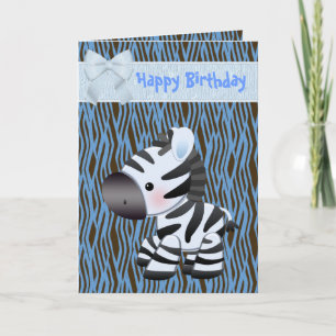 Niedlich Blue Zebra & Cupcake (innen) Geburtstagsk Karte