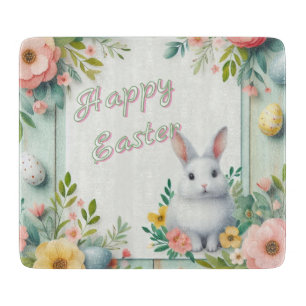 Niedlich, blumenfreudig Osterhase Schneidebrett