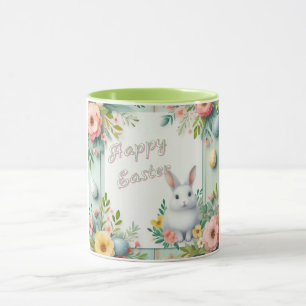 Niedlich, blumenfreudig Osterhase Tasse