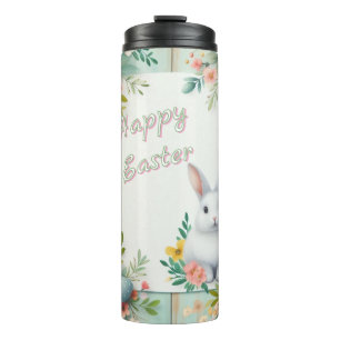 Niedlich, blumenfreudig Osterhase Thermosbecher