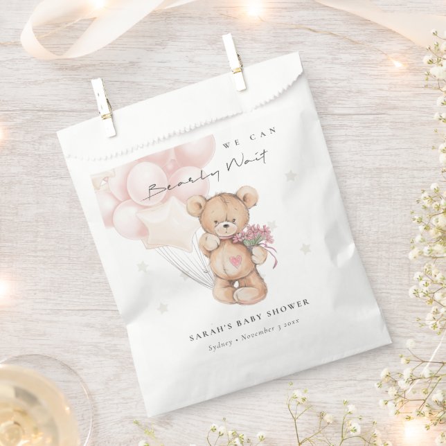 Niedlich Blush Bearly Wait Bear Balloon Babydusche Geschenktütchen (Ausgeschnitten)