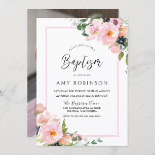 Niedlich Blush Blume Girls Foto Picture Taufe Einladung