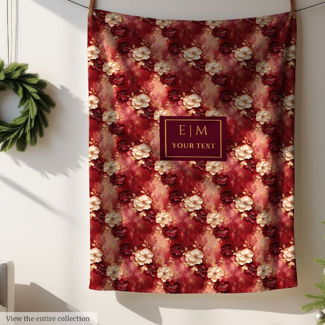 Niedlich Blush Burgund Gold Custom Watercolor Boho Fleecedecke (Cute Blush Burgundy Gold Custom Watercolor Boho Fleece Blanket)