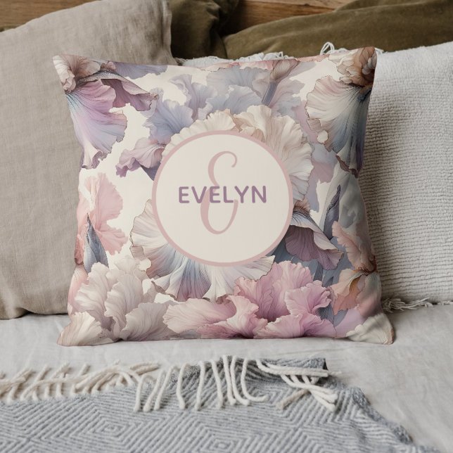Niedlich Blush Floral Monogram Baby Girl Kinderzim Kissen (Personalized Floral Pillow with Name - Custom Home Decor, Unique Gift, Elegant Flower Design.)