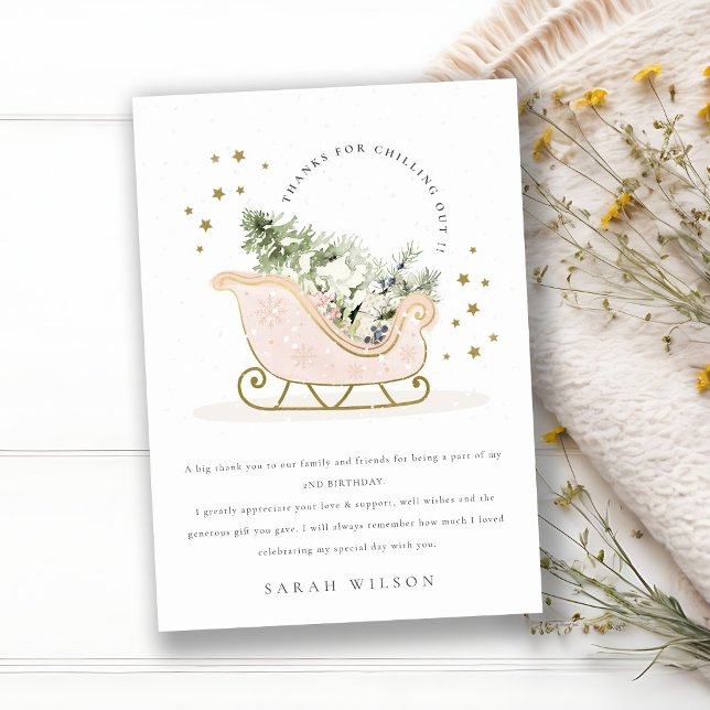 Niedlich Blush Golden Winter Schlitten jeden Gebur Dankeskarte (Von Creator hochgeladen)