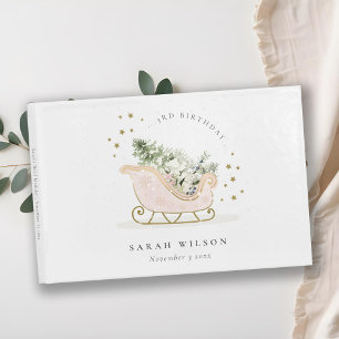 Niedlich Blush Golden Winter Schlitten jeden Gebur Gästebuch
