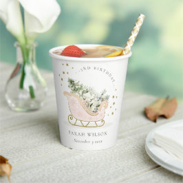 Niedlich Blush Golden Winter Schlitten jeden Gebur Pappbecher