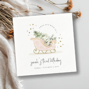 Niedlich Blush Golden Winter Schlitten jeden Gebur Serviette